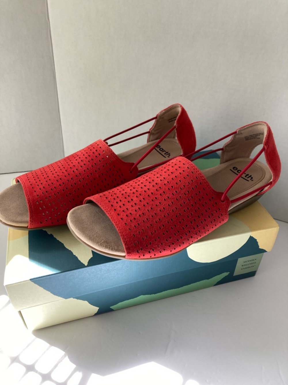 Alder Abra spicy Red Women's Open-Toe Slingback Suede Wsize 10Flats NWB
